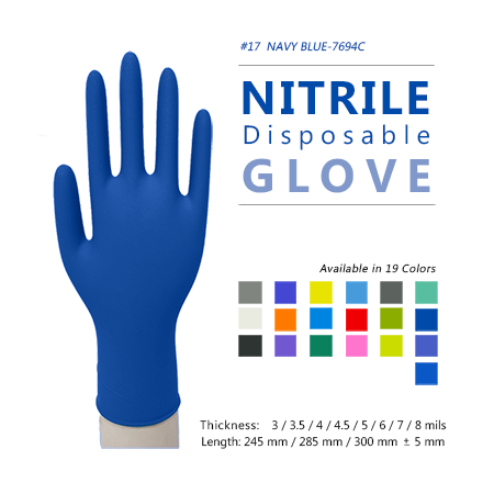 Nitrile Disposable Gloves - Navy Blue